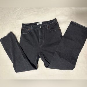 A&F Womens Ultra High Rise Ankle Straight Jean Black